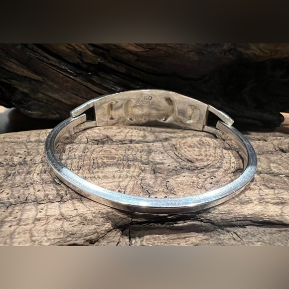 Authentic Mexican Alpaca Pink White Daisy Cuff Bracelet Abalone MOP Small Bangle - Picture 3 of 7